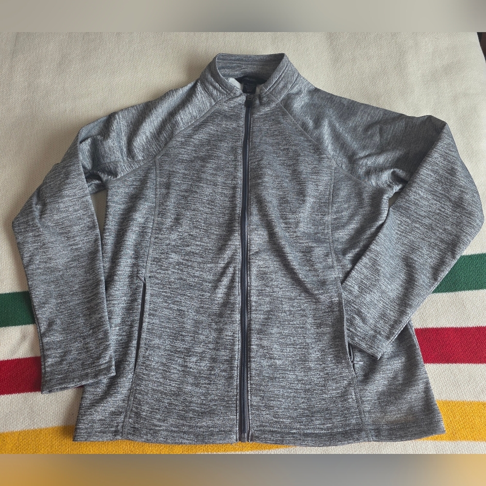 North End Screen Print Gray Full-Zip Jacket Ladies S Med